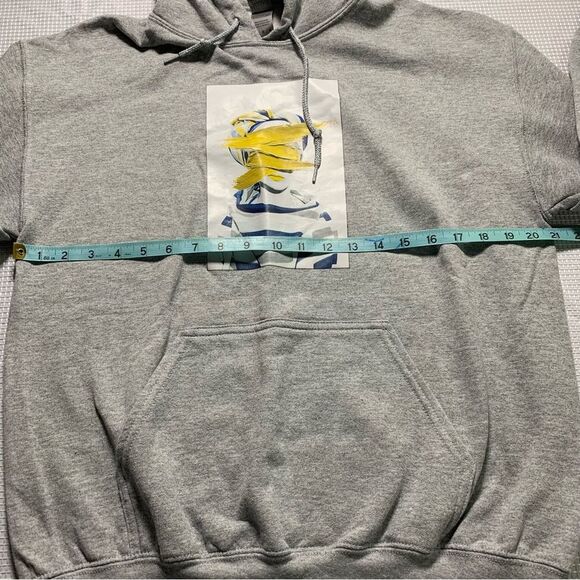 Gildan Heavy Blend Men's Graphic Print Gray String Hoodie Sweatshirt - Picture 7 of 8